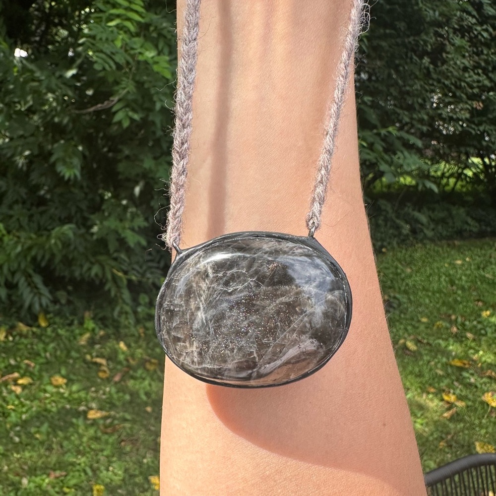Become Spellbound Flashy Black Moonstone Talisman Necklace